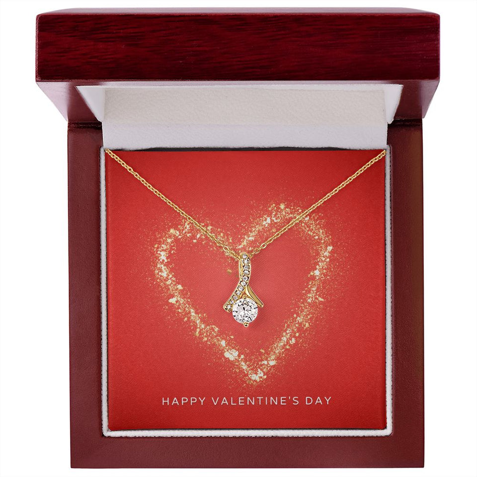 Happy Valentine's Day Gold Heart Alluring Beauty Necklace