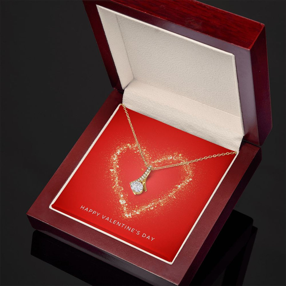 Happy Valentine's Day Gold Heart Alluring Beauty Necklace