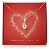 Happy Valentine's Day Gold Heart Alluring Beauty Necklace
