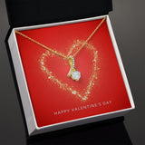 Happy Valentine's Day Gold Heart Alluring Beauty Necklace