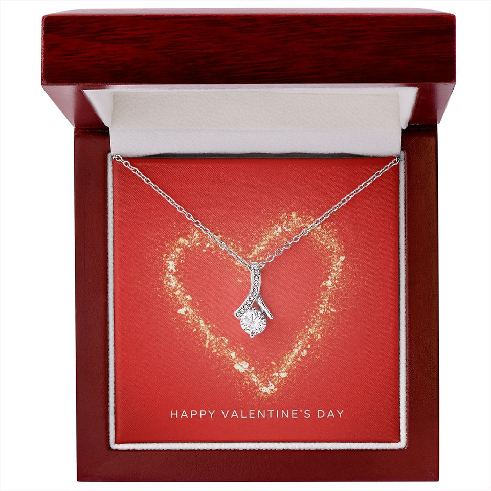 Happy Valentine's Day Gold Heart Alluring Beauty Necklace