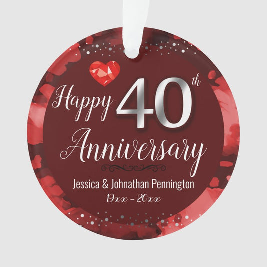 Happy 40Th Wedding Anniversary Ornament