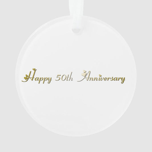 Happy 50Th Anniversary Gold Font Ornament