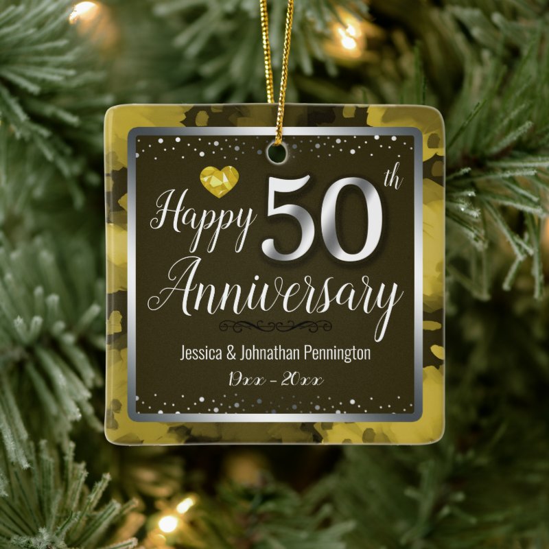 Happy 50Th Wedding Anniversary Photo Ceramic Ornament