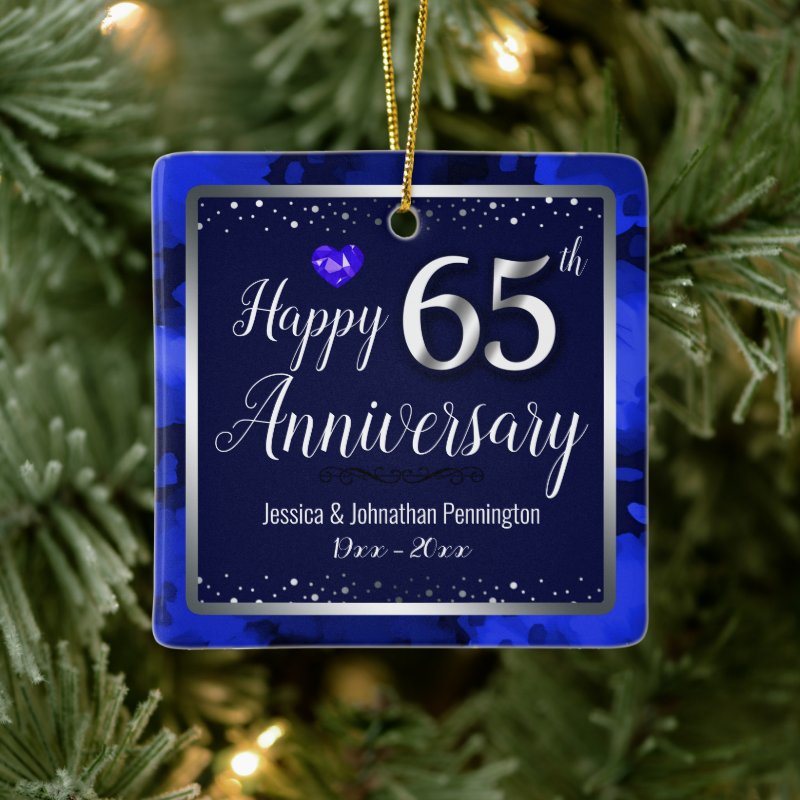 Happy 65Th Wedding Anniversary Custom Name Ceramic Ornament