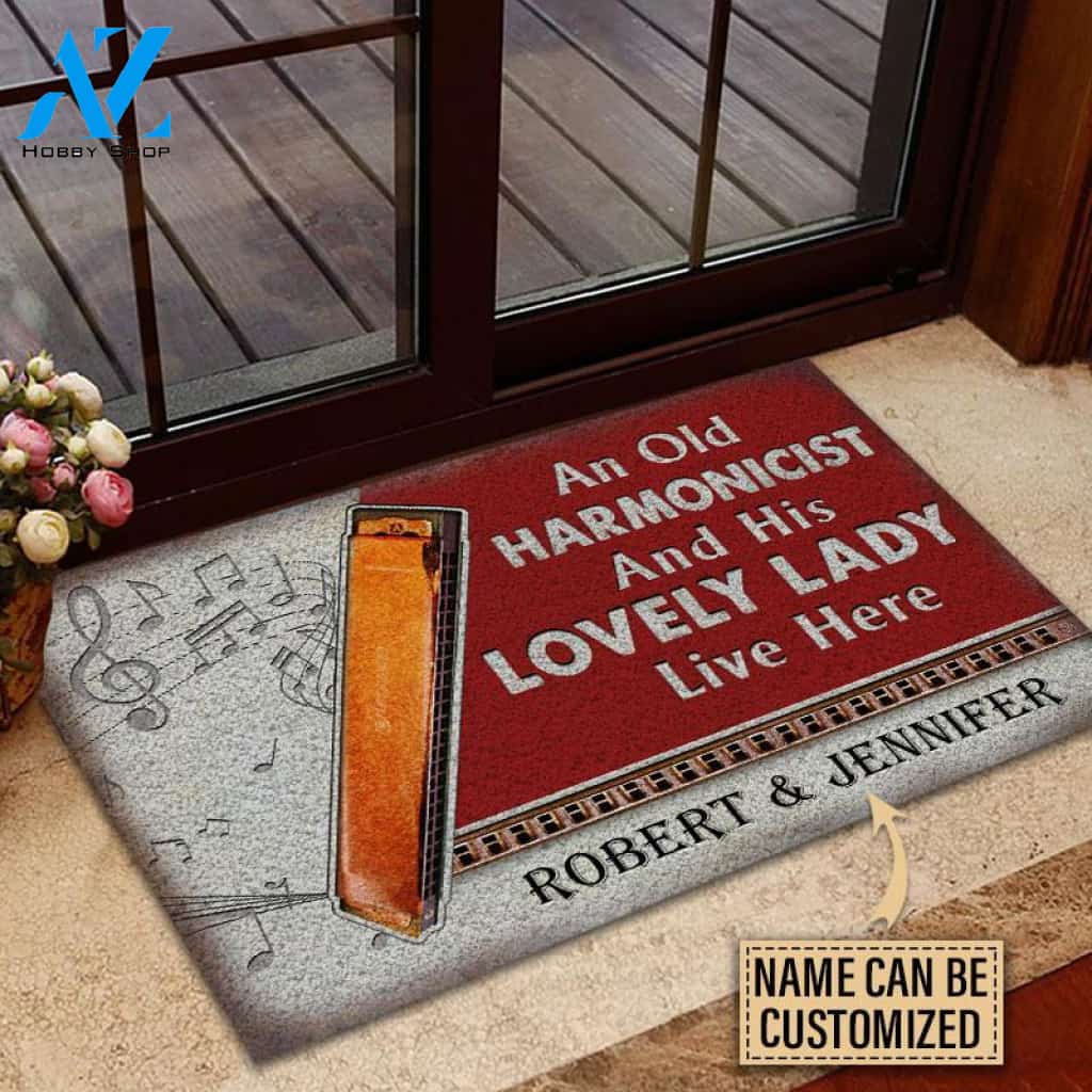 Harmonica Couple Live Here Custom Doormat