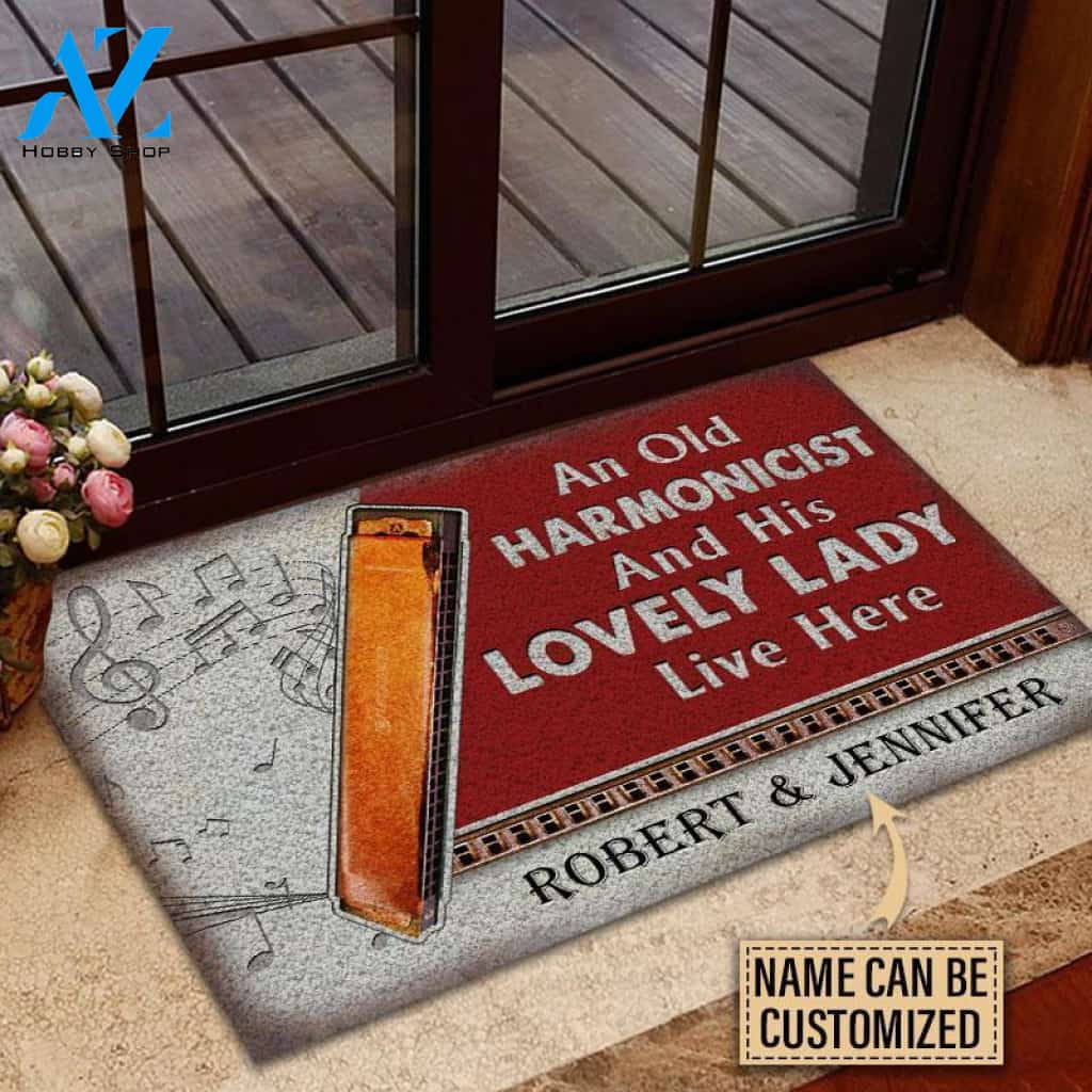 Harmonica Couple Live Here Custom Doormat | Welcome Mat | House Warming Gift
