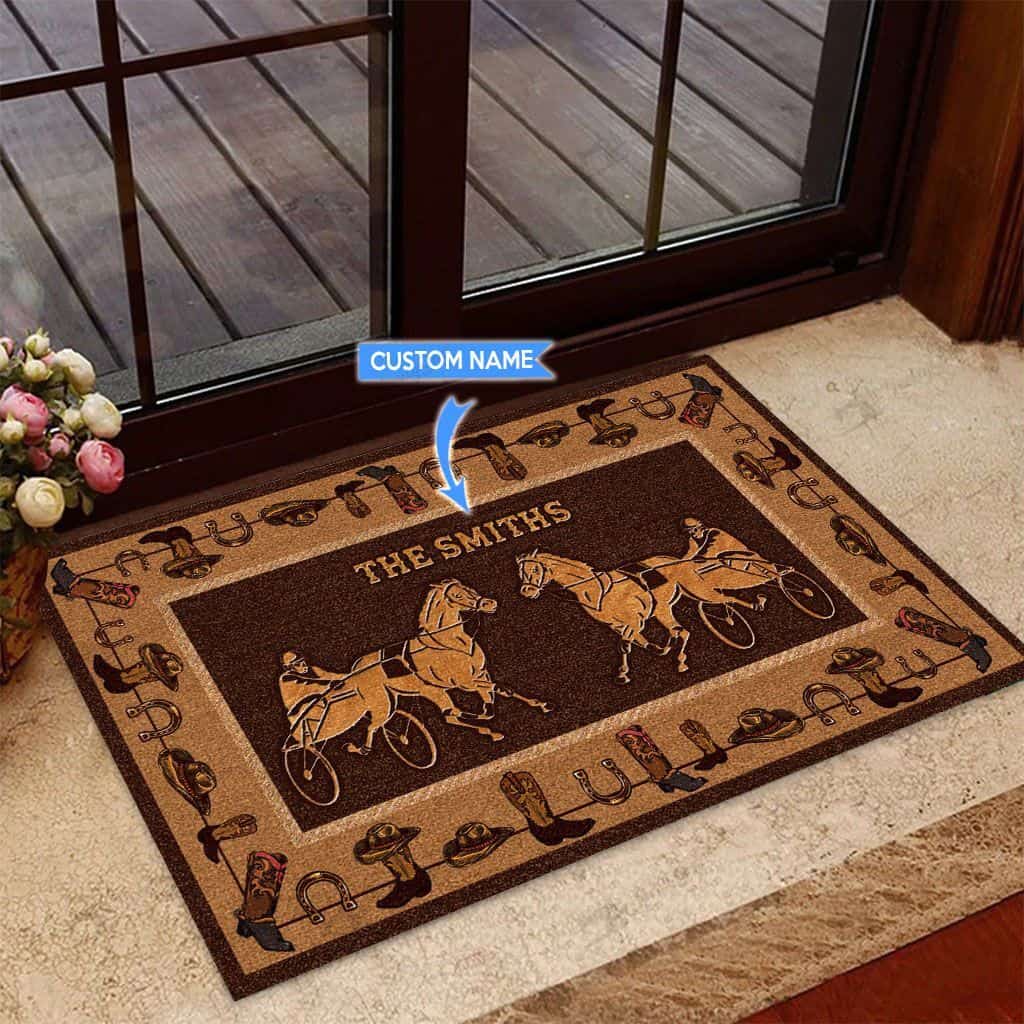 Harness Racing Personalized Custom Name Doormat Welcome Mat