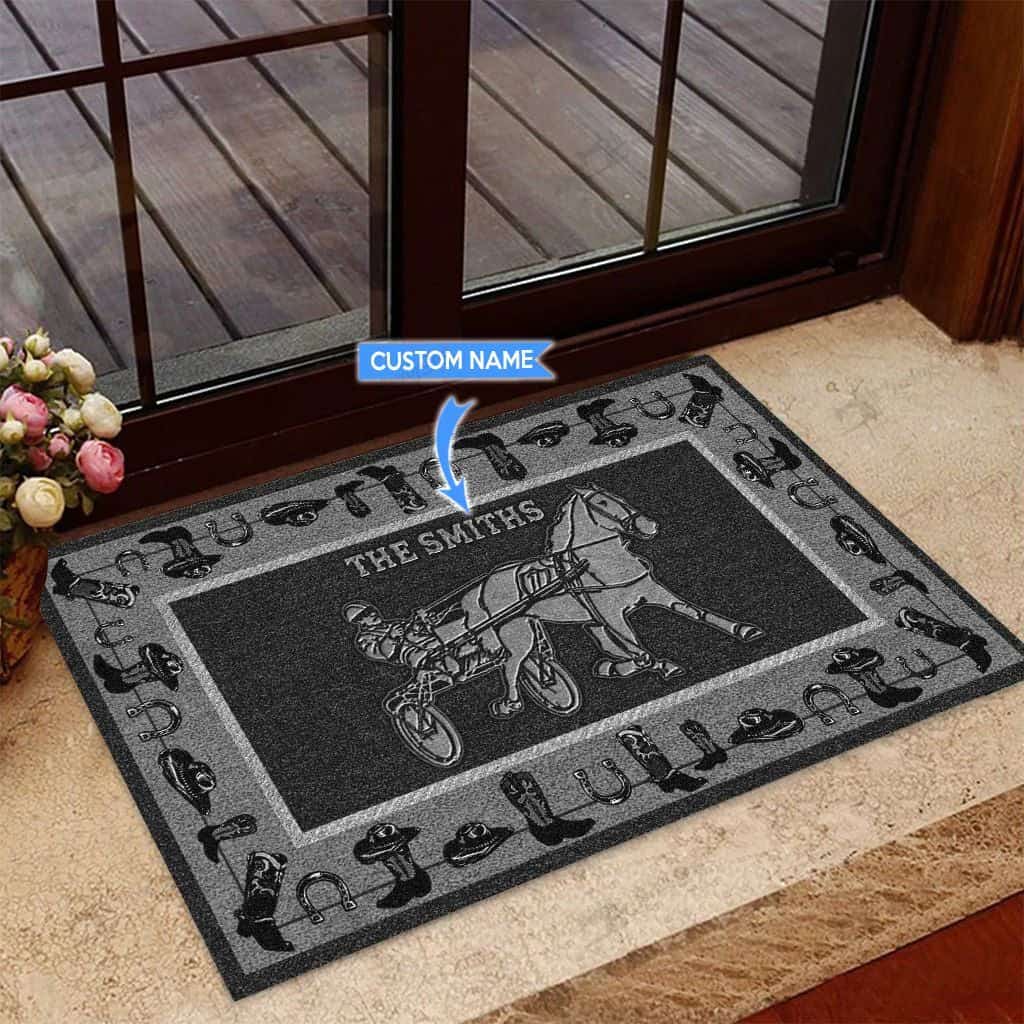 Harness Racingblack Version Personalized Custom Name Doormat Welcome Mat