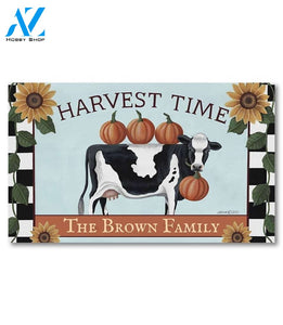 Harvest Time Cow Personalized Doormat - 18" x 30"