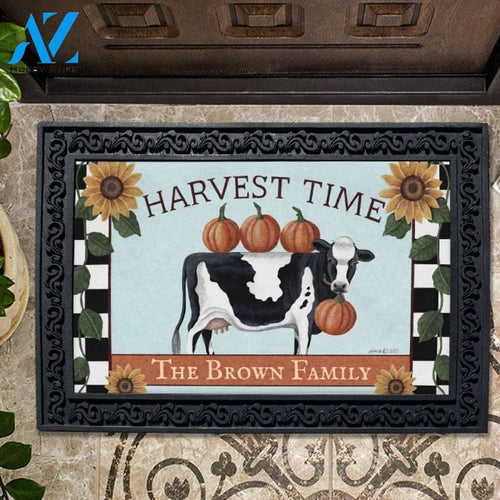 Harvest Time Cow Personalized Doormat - 18" x 30"