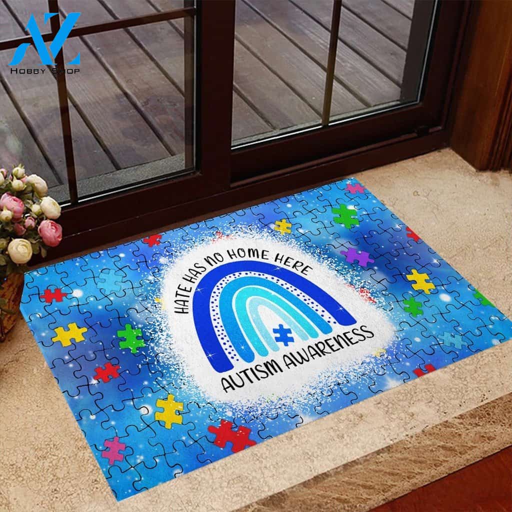 Hate Has No Home Here Autism Awareness Doormat Welcome Mat House Warming Gift Home Decor Funny Doormat Gift Idea