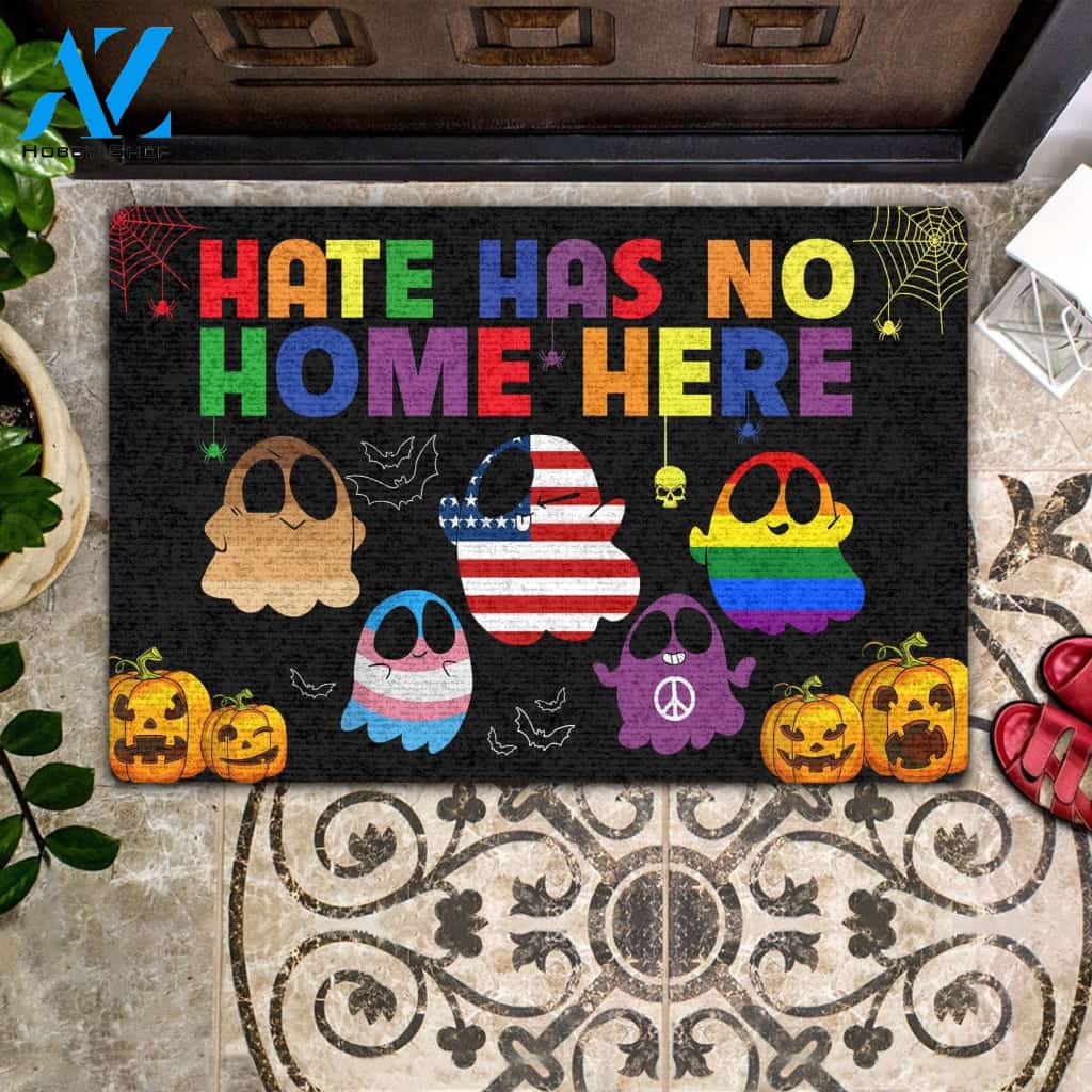 Hate Has No Home Here Boo Halloween Funny Indoor And Outdoor Doormat Warm House Gift Welcome Mat Gift For Friend Family