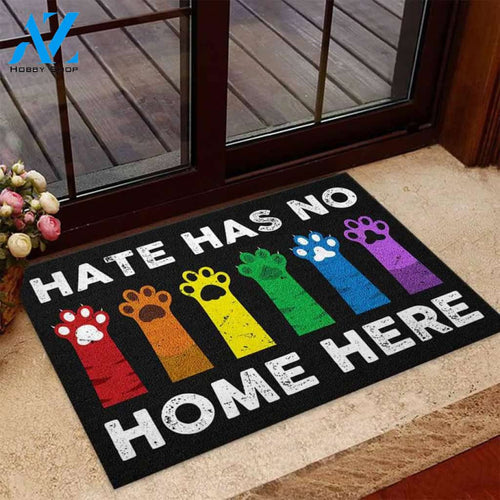 Hate Has No Home Here Doormat, Kindness Sayings Rug, Colorful Cat Leg Mat, New Home Gift, Equality Rug, LGBT Mat Gift , Front Door Mat