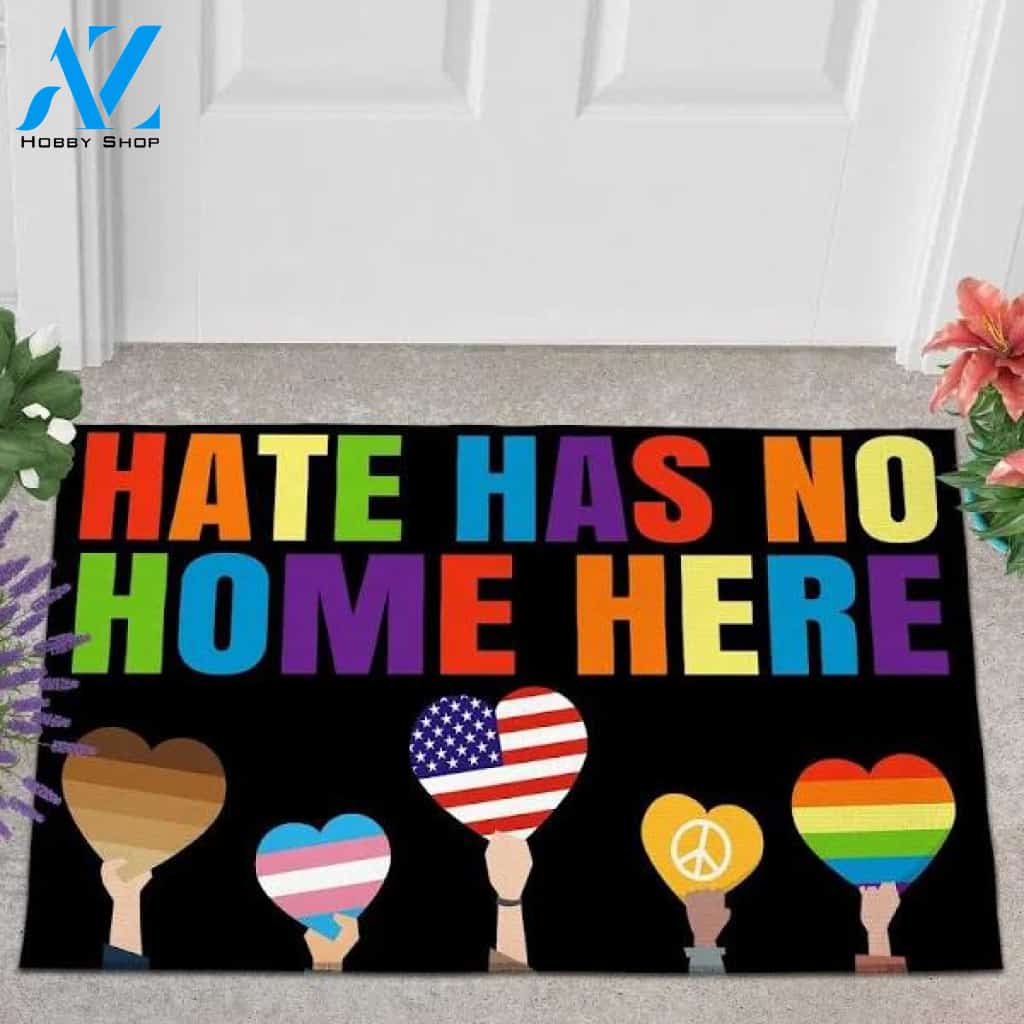 Hate Has No Home Here Doormat Black Lives Matter Equality Symbol LGBT Flag Doormat Pride Rainbow Doormat