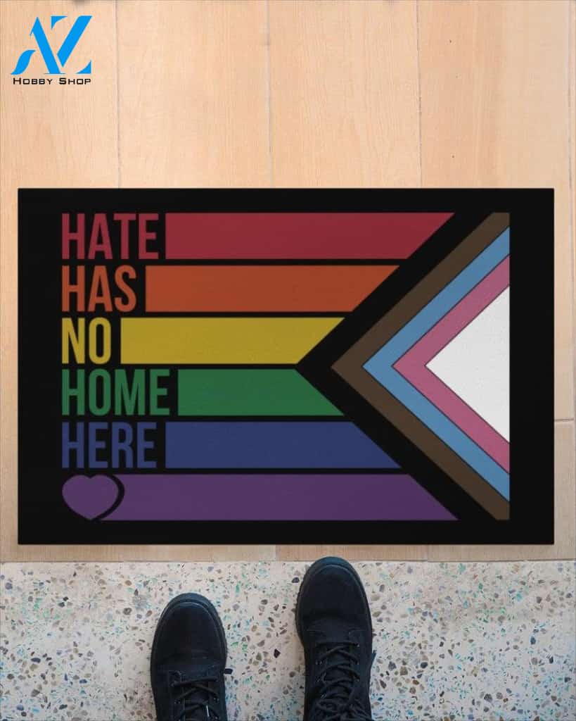 Hate Has No Home Here Doormat / Rainbow Rug / Trans Pride Gift/Outdoor Doormat / LGBT Rug