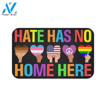 Hate Has No Home Here Equality Black Pride Lgbt Pride Patriotic Hippie Mat & Door mat - Custom Welcome Mat, LGBT Mat Gift, Closing Gift