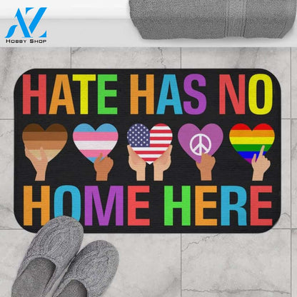 Hate Has No Home Here Equality Black Pride Lgbt Pride Patriotic Hippie Mat & Door mat - Custom Welcome Mat, LGBT Mat Gift, Closing Gift