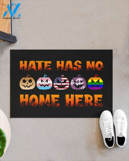 Hate Hate No Home Here Pumpkin Equality Halloween Funny Doormat Gift For Friend Family Home Decor Warm House Gift Welcome Mat