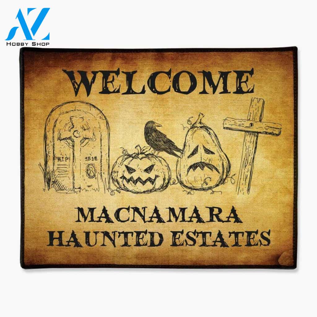 Haunted Estates Personalized Halloween Welcome Doormat