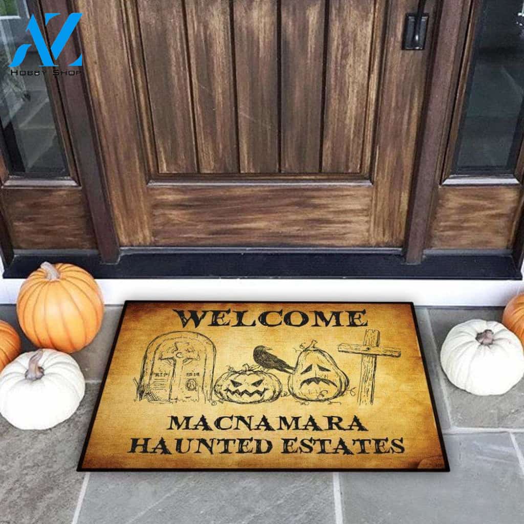 Haunted Estates Personalized Halloween Welcome Doormat