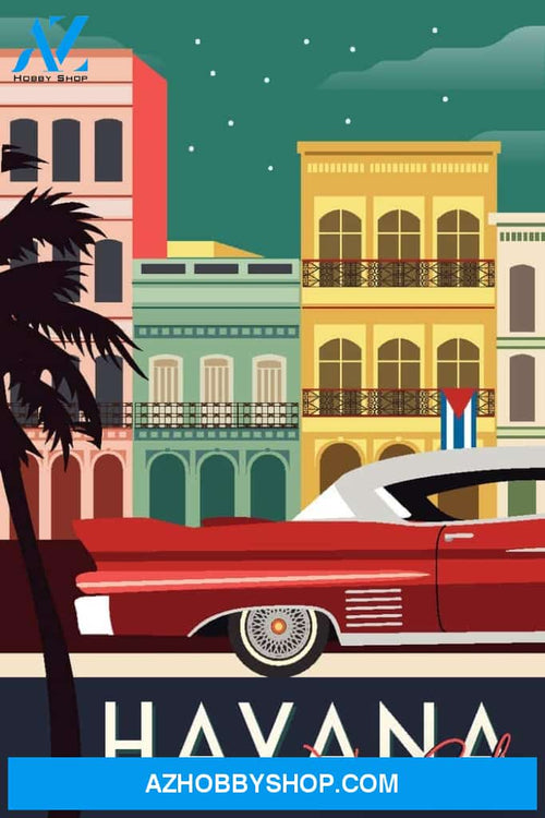 Havana Cuba Buildings And Vintage Car Vector