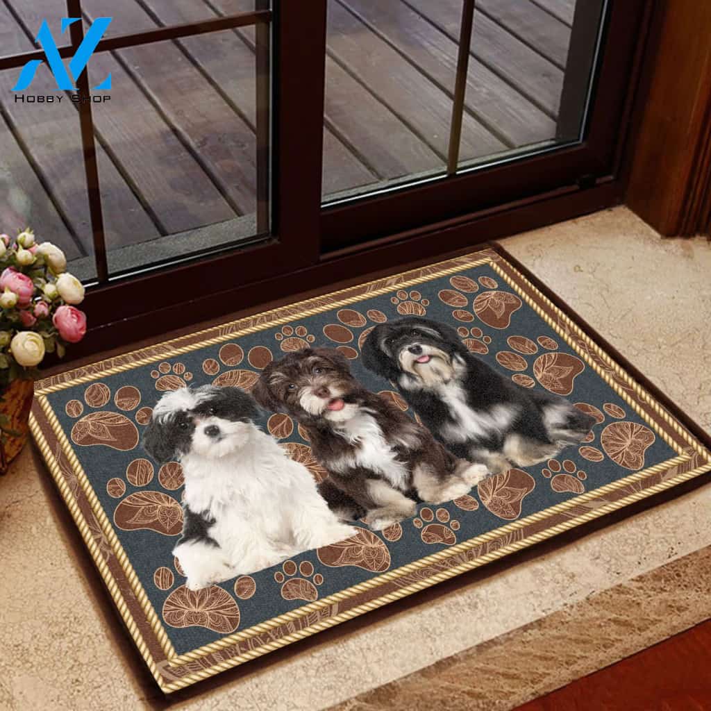 Havanese Floral Paw - Dog Doormat | Welcome Mat | House Warming Gift
