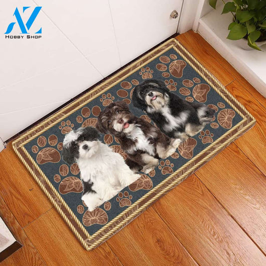 Havanese Floral Paw H5855 - Door Mat | Welcome Mat | House Warming Gift