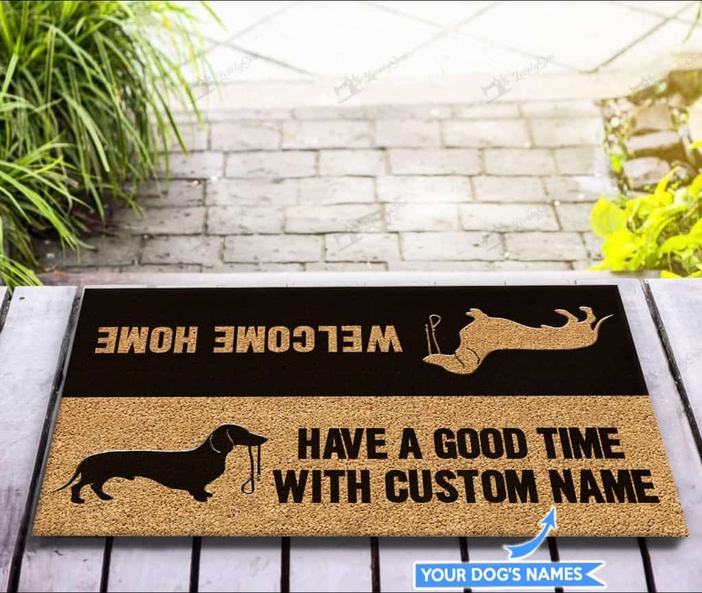 Have A Good Time Withdachshund Personalized Custom Name Doormat Welcome Mat