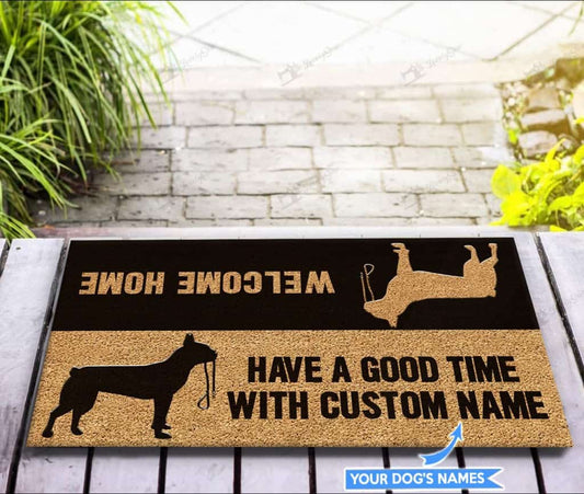 Have A Good Timeboston Terrier Personalized Custom Name Doormat Welcome Mat