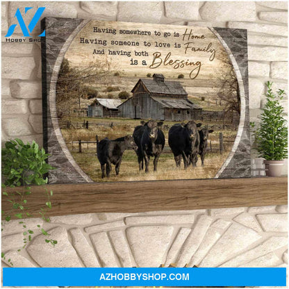 Having Both Is A Blessing Angus Cows, Beautiful Farmhouse Canvas Wall Art