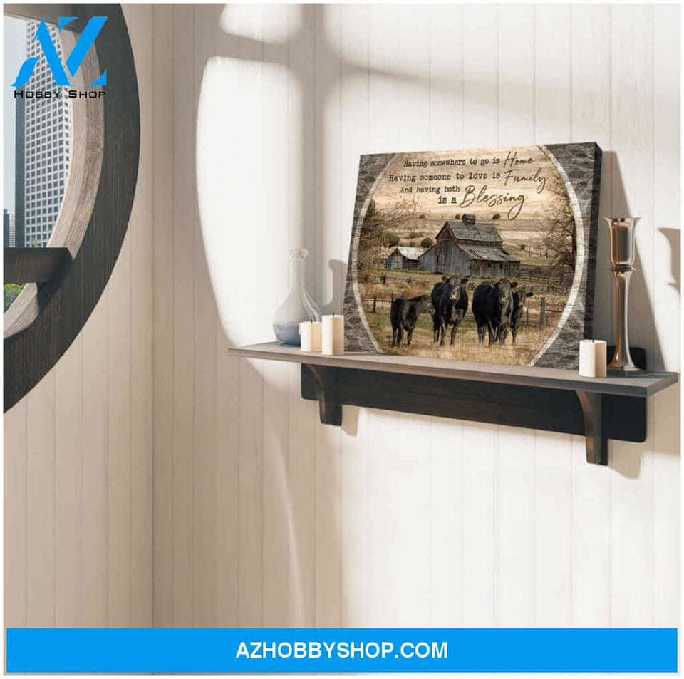 Having Both Is A Blessing Angus Cows, Beautiful Farmhouse Canvas Wall Art