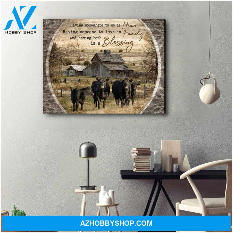 Having Both Is A Blessing Angus Cows, Beautiful Farmhouse Canvas Wall Art