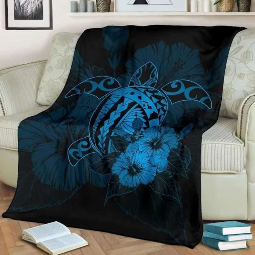 Hawaii Hibiscus Harold Turtle Traffic Blue CLH2612199F Blanket