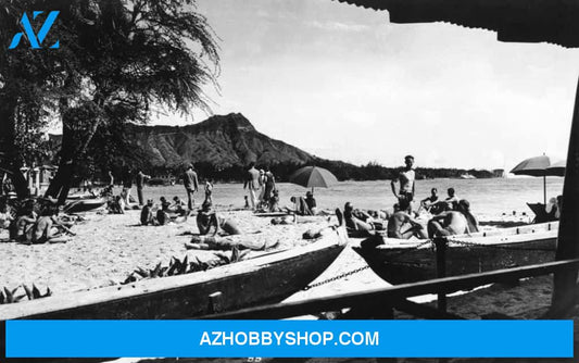 Hawaii O'Ahu Island; Diamond Head From Outrigger Canoe Club Vintage Photograph