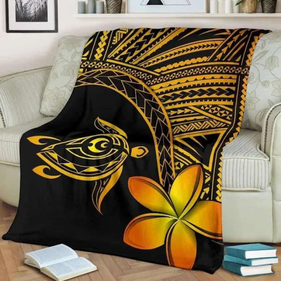 Hawaii Turtle Plumeria Yellow CLH2612219F Blanket