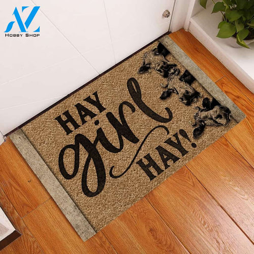 Hay Girl Hay Cow Indoor And Outdoor Doormat Welcome Mat Housewarming Gift Home Decor Funny Doormat Gift Idea