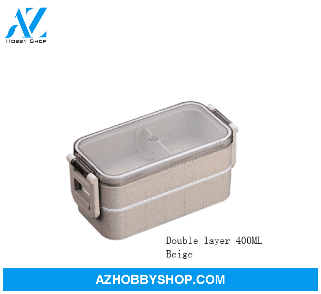Healthy Material Microwave Dinnerware Lunch Box Double400Mlbeige