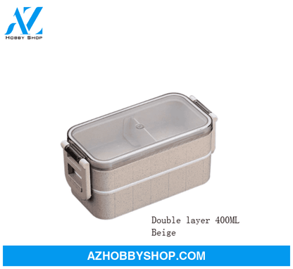 Healthy Material Microwave Dinnerware Lunch Box Double400Mlbeige