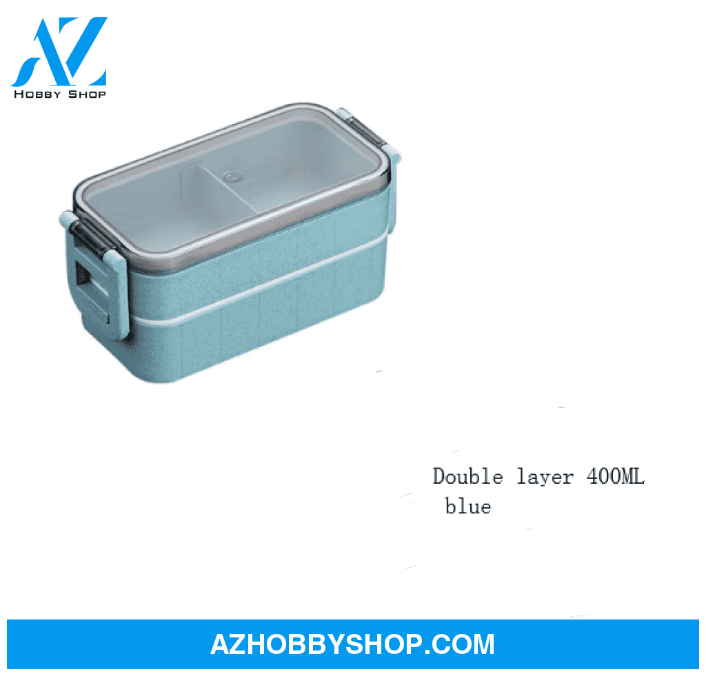 Healthy Material Microwave Dinnerware Lunch Box Double400Mlblue