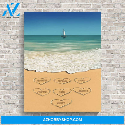 Heart in Sand Multi-Names Premium Canvas