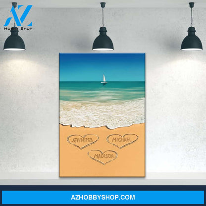 Heart in Sand Multi-Names Premium Canvas