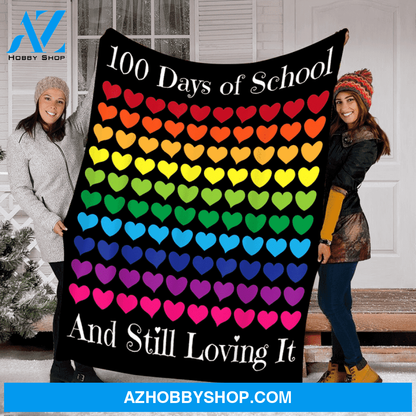Heart Love 100 Days Of School Fleece Blanket