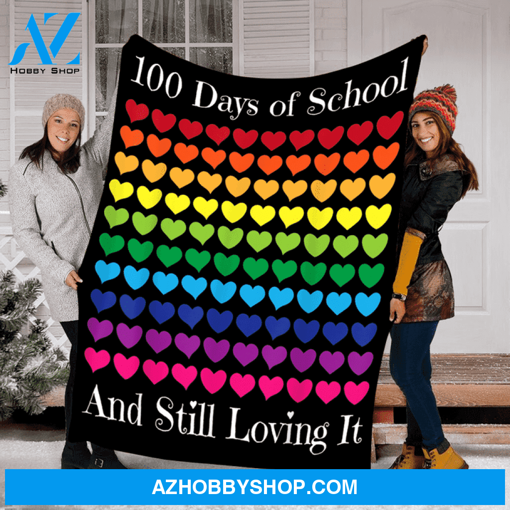 Heart Love 100 Days Of School Fleece Blanket