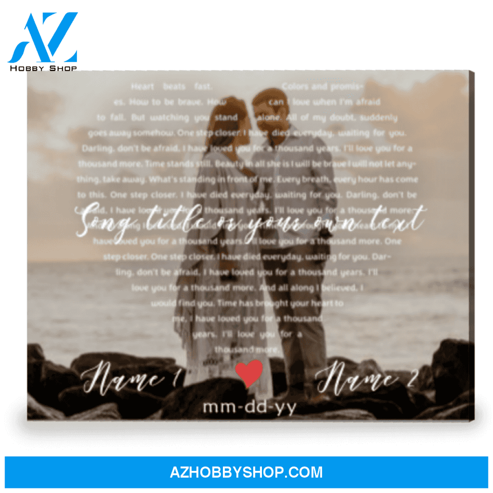 Heart Shaped Lyrics Photo Gift Custom Song Lyric On Canvas Print