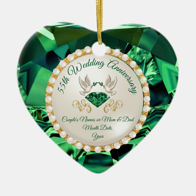 Heart Emerald, 55Th Anniversary Gift Ideas Ceramic Ornament