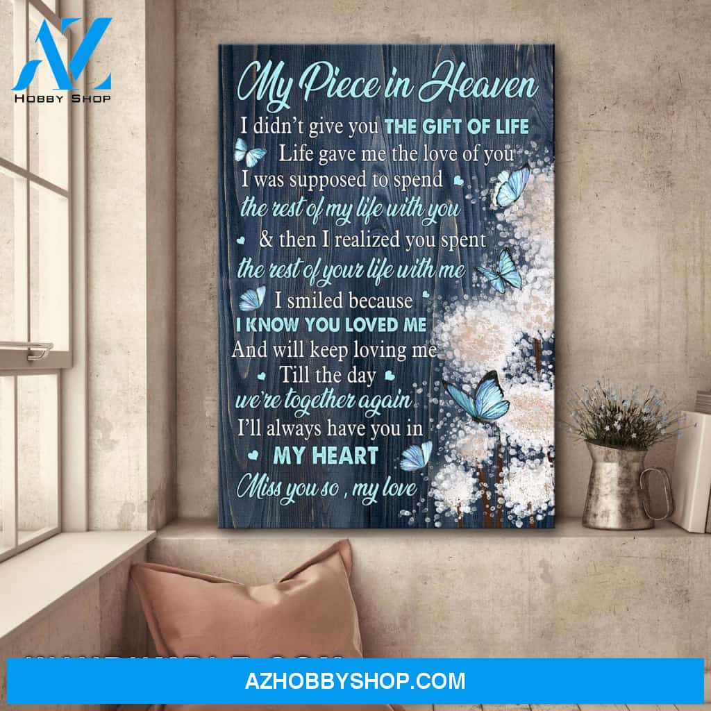 Heaven - Blue Butterfly and Dandelion - I'll always have you in my heart - Portrait Canvas Prints, Wall Art