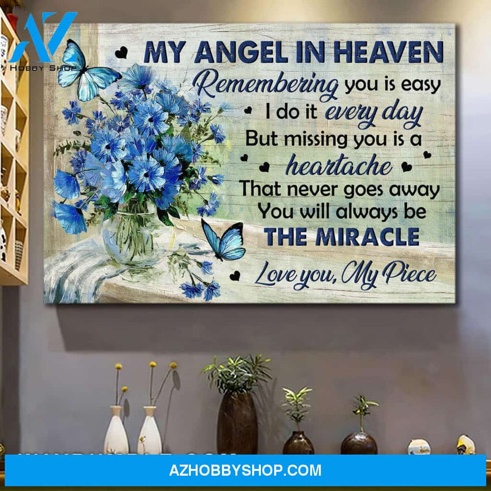 Heaven - Blue butterfly and flowers - You will always be the miracle - Landscape Canvas Prints, Wall Art