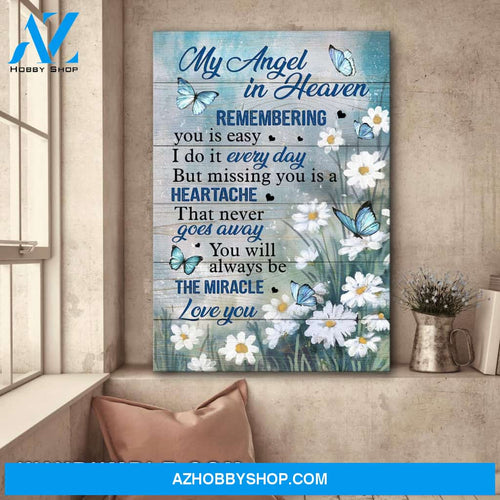 Heaven - Butterfly on daisy field - You will always be the miracle - Portrait Canvas Prints, Wall Art