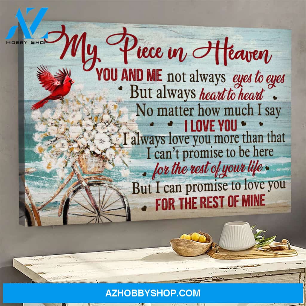 Heaven - Cardinal and vintage bicycle - I promise to love you for the rest of my life - Landscape Canvas Prints, Wall Art